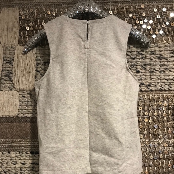 NWT J Crew gray tank with cream ruffle layer XS - Picture 3 of 8